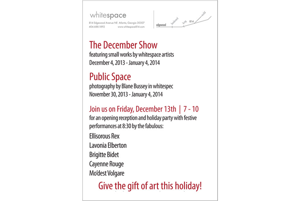 December Show postcard back